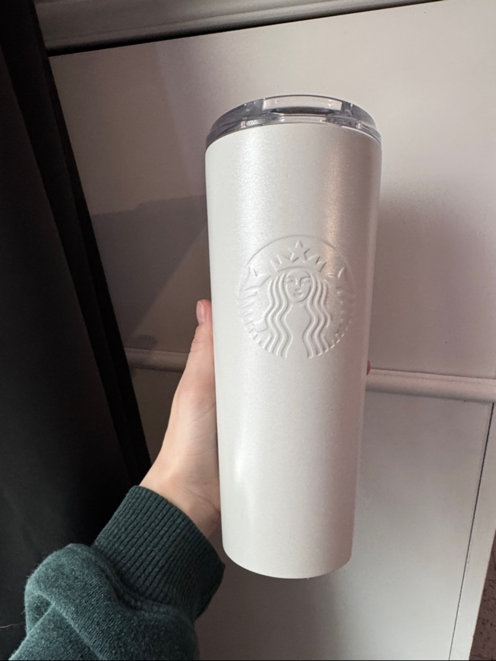 Starbucks White Travel Tumbler with Sliding Lid